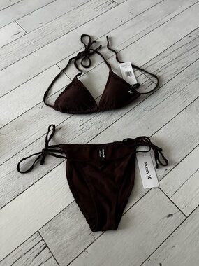Hurley Women's Dark Chocolate Triangle String Bikini Set
